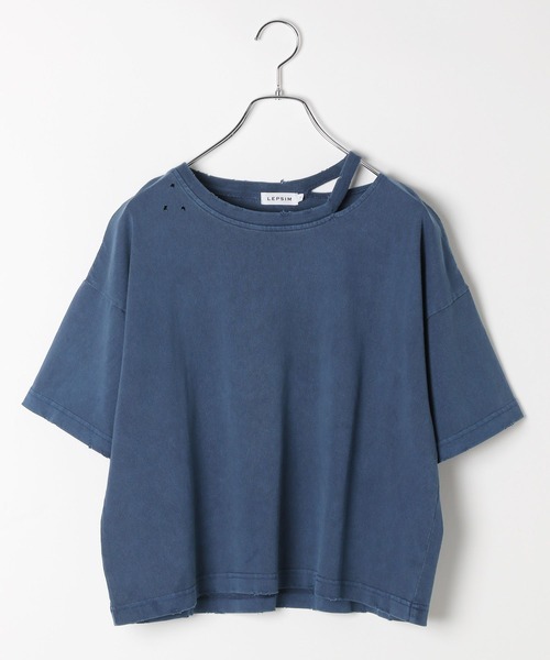 LEPSIM(レプシィム)の「カットアウトダメージT 492799(Tシャツ/カットソー・レディース・チャコールグレー/ブルー/アイボリー・FREE)」の22枚目の写真