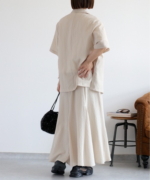 cepo（セポ）の「〈セットアップ対応〉速乾＆涼感 リサイクルポリサッカーテーラードジャケット（テーラードジャケット・レディース・ブラウン/ブラック/オフホワイト・M）」の8枚目の写真