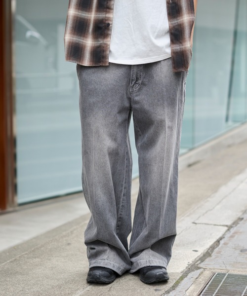 WEGO（ウィゴー）の「WEGO/イージーバギーフレアデニムスラックス（デニムパンツ・メンズ・スカイブルー/ブラック系2・MEDIUM/LARGE）」の6枚目の写真