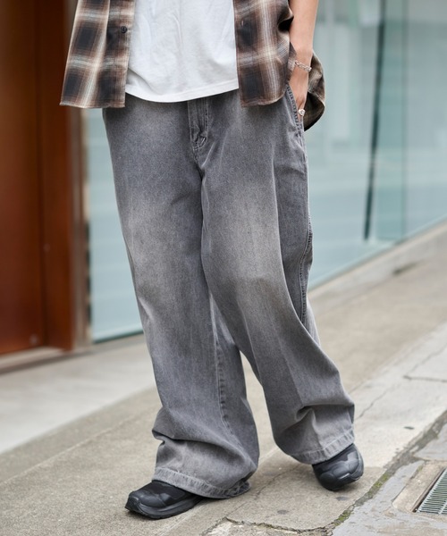 WEGO（ウィゴー）の「WEGO/イージーバギーフレアデニムスラックス（デニムパンツ・メンズ・スカイブルー/ブラック系2・MEDIUM/LARGE）」の5枚目の写真