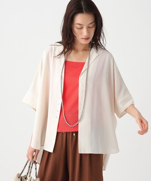 Elura（エルーラ）の「≪イージーケア≫アイロンいらず開襟シャツ/451699（シャツ/ブラウス・レディース・オフホワイト/ネイビー/ブラウン/ブラック/ピンク/グリーン/チャコールグレー・FREE/MEDIUM/SMALL）」の9枚目の写真