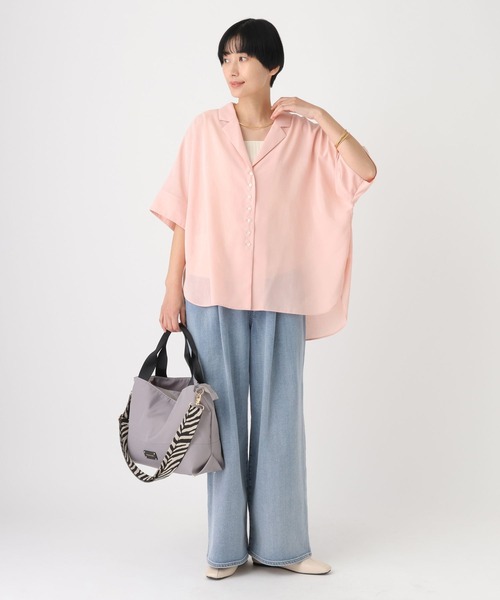 Elura（エルーラ）の「≪イージーケア≫アイロンいらず開襟シャツ/451699（シャツ/ブラウス・レディース・オフホワイト/ネイビー/ブラウン/ブラック/ピンク/グリーン/チャコールグレー・FREE/MEDIUM/SMALL）」の18枚目の写真