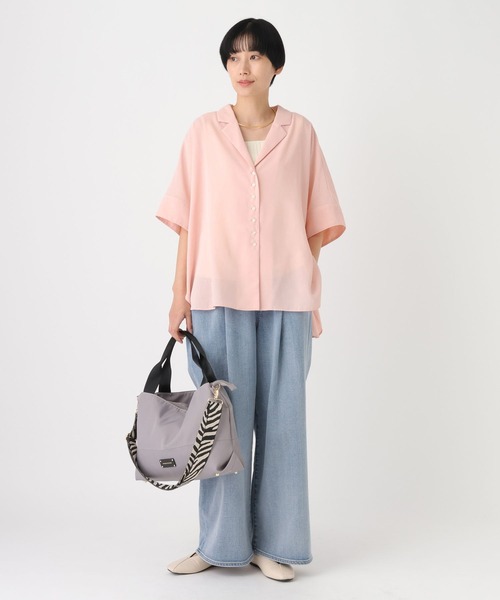 Elura（エルーラ）の「≪イージーケア≫アイロンいらず開襟シャツ/451699（シャツ/ブラウス・レディース・オフホワイト/ネイビー/ブラウン/ブラック/ピンク/グリーン/チャコールグレー・FREE/MEDIUM/SMALL）」の17枚目の写真