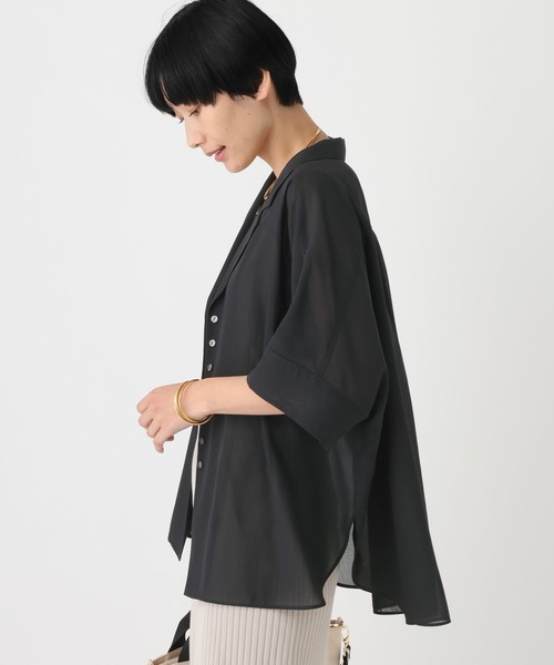 Elura（エルーラ）の「≪イージーケア≫アイロンいらず開襟シャツ/451699（シャツ/ブラウス・レディース・オフホワイト/ネイビー/ブラウン/ブラック/ピンク/グリーン/チャコールグレー・FREE/MEDIUM/SMALL）」の14枚目の写真