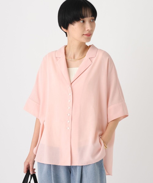 Elura（エルーラ）の「≪イージーケア≫アイロンいらず開襟シャツ/451699（シャツ/ブラウス・レディース・オフホワイト/ネイビー/ブラウン/ブラック/ピンク/グリーン/チャコールグレー・FREE/MEDIUM/SMALL）」の8枚目の写真
