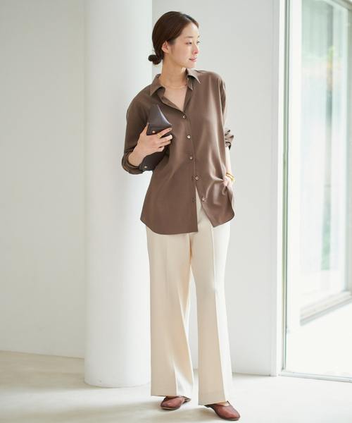 plage（プラージュ）の「Sway Back Tuck シャツ（シャツ/ブラウス・レディース・アイボリー/ブラウン・FREE）」の4枚目の写真