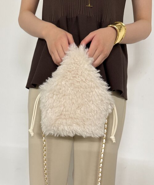 LOUNGEDRESS(ラウンジドレス)の「【GALENA/ガレナ】ワンハンドルファーチェーンバッグ(ハンドバッグ・レディース・キャメル/アイボリー・FREE)」の11枚目の写真