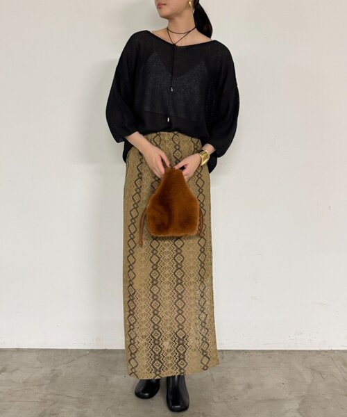 LOUNGEDRESS(ラウンジドレス)の「【GALENA/ガレナ】ワンハンドルファーチェーンバッグ(ハンドバッグ・レディース・キャメル/アイボリー・FREE)」の4枚目の写真