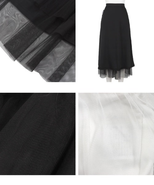 Petitle（プチレ）の「[ 低身長向けサイズ ] チュールティアードスカート（スカート・レディース・ブラック/ホワイト・PM）」の11枚目の写真