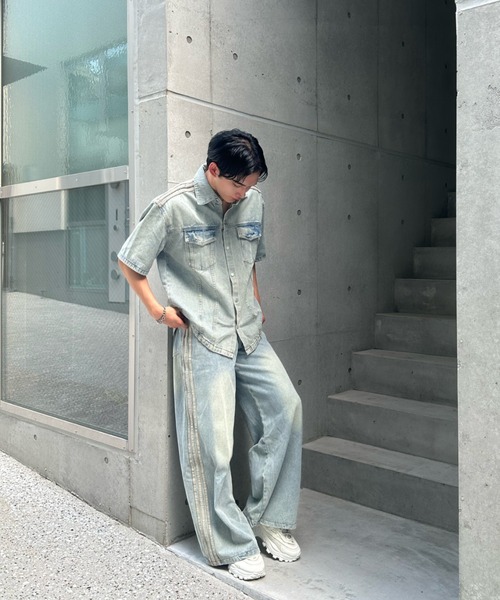 Otte(オッテ)の「ラインデザインデニムシャツ(シャツ/ブラウス・メンズ・ブルー・SMALL/LARGE/MEDIUM)」の6枚目の写真