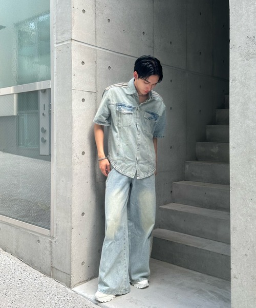 Otte(オッテ)の「ラインデザインデニムシャツ(シャツ/ブラウス・メンズ・ブルー・SMALL/LARGE/MEDIUM)」の7枚目の写真