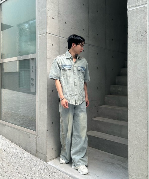 Otte(オッテ)の「ラインデザインデニムシャツ(シャツ/ブラウス・メンズ・ブルー・SMALL/LARGE/MEDIUM)」の8枚目の写真