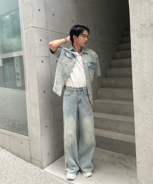 Otte(オッテ)の「ラインデザインデニムシャツ(シャツ/ブラウス・メンズ・ブルー・SMALL/LARGE/MEDIUM)」の4枚目の写真