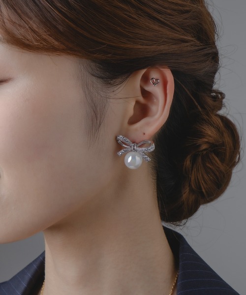 Os accessory(オズアクセサリー)の「Os -オズ- 【金属アレルギー対応】パールリボンピアス(ピアス(両耳用)・レディース・ゴールド/シルバー・ONE SIZE)」の15枚目の写真