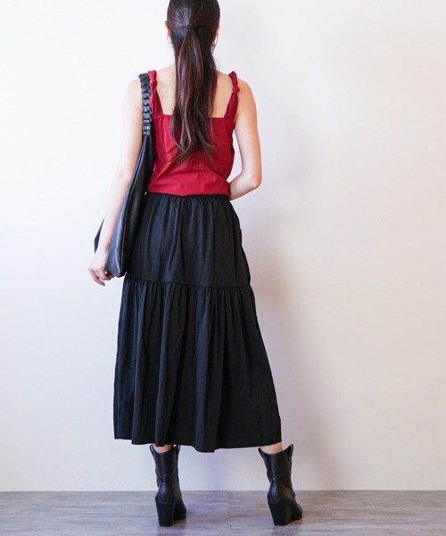 gossip！ロサンゼルス（ゴシップロサンゼルス）の「ノットデザインショルダーストラップ Vネックキャミソール（キャミソール・レディース・ボルドー/ホワイト/ブラック・FREE）」の19枚目の写真