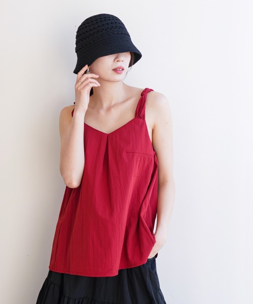 gossip！ロサンゼルス（ゴシップロサンゼルス）の「ノットデザインショルダーストラップ Vネックキャミソール（キャミソール・レディース・ボルドー/ホワイト/ブラック・FREE）」の15枚目の写真