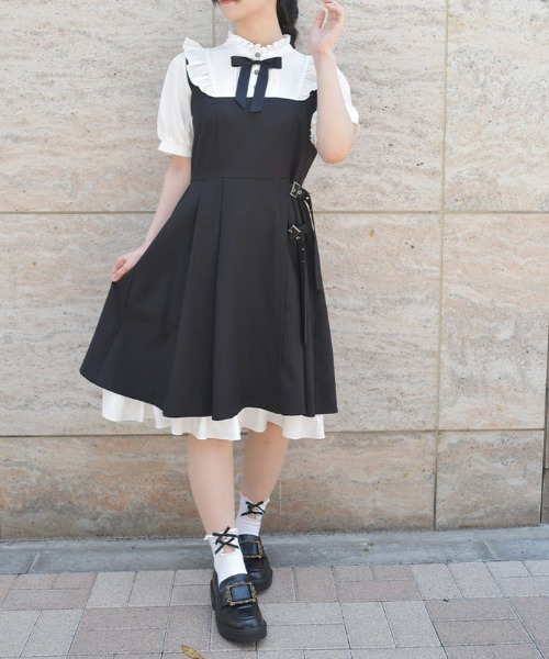 axes femme（アクシーズファム）の「ハトメ使いベルトデザインワンピース（ワンピース・レディース・ブラック/グレー/ブラウン・FREE）」の3枚目の写真