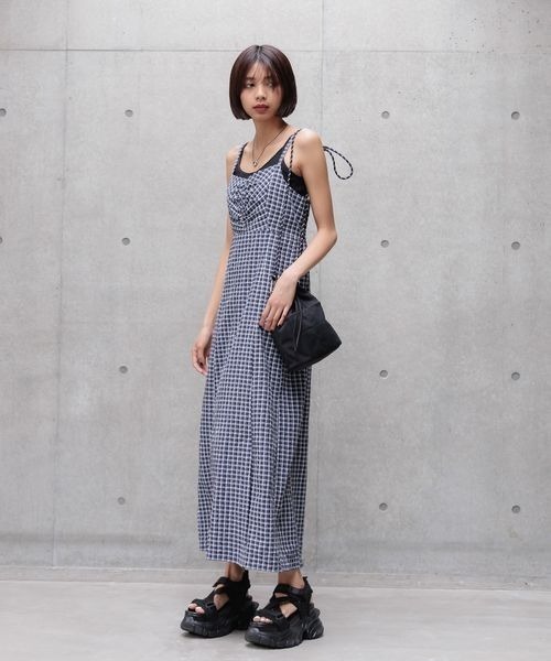 PAGEBOY（ページボーイ）の「チェックキャミワンピース（ワンピース・レディース・ブラック/ブラウン・FREE）」の5枚目の写真