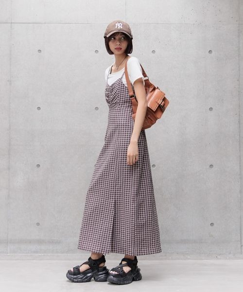 PAGEBOY（ページボーイ）の「チェックキャミワンピース（ワンピース・レディース・ブラック/ブラウン・FREE）」の8枚目の写真