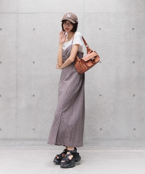 PAGEBOY（ページボーイ）の「チェックキャミワンピース（ワンピース・レディース・ブラック/ブラウン・FREE）」の9枚目の写真