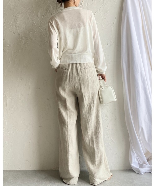 She's Closet(シーズクローゼット)の「UVカット 接触冷感 ショート丈 金ボタン 長袖 シアー ニットカーディガン(カーディガン/ボレロ・レディース・ブラック/オフホワイト/ネイビー/グレー/レッド・FREE)」の14枚目の写真