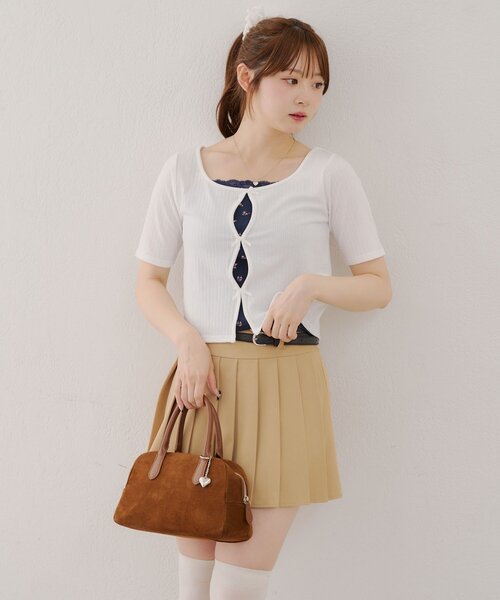 APPORTE PAR LES MARCHES(アポルテパーレマルシェ)の「【MARCHES】テレコT&キャミセット(Tシャツ/カットソー・レディース・オフホワイト/レッド/ブラック・FREE)」の6枚目の写真