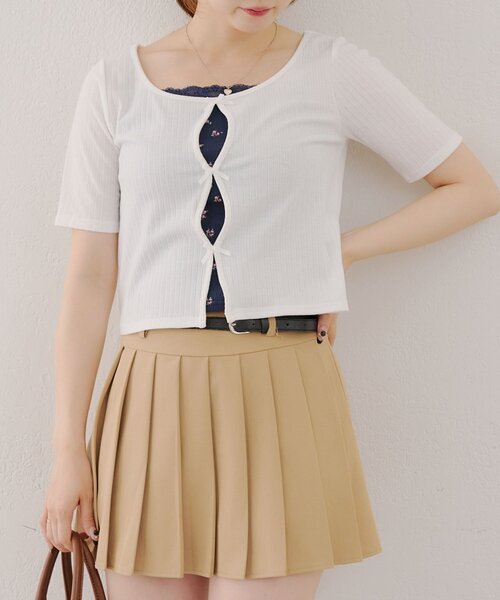 APPORTE PAR LES MARCHES(アポルテパーレマルシェ)の「【MARCHES】テレコT&キャミセット(Tシャツ/カットソー・レディース・オフホワイト/レッド/ブラック・FREE)」の7枚目の写真