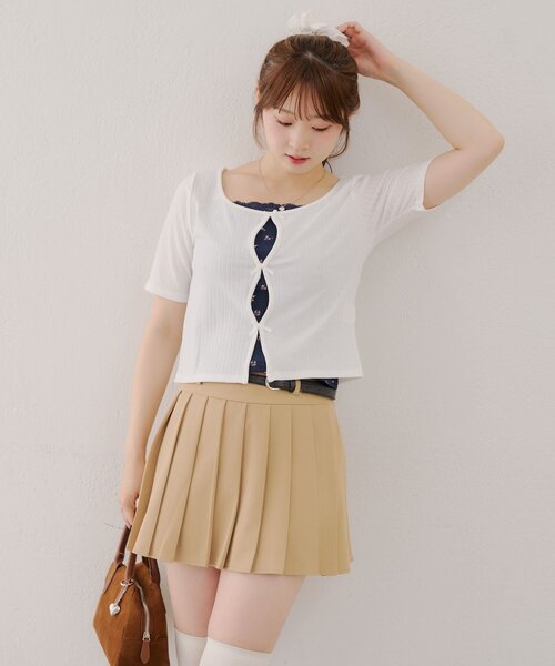 APPORTE PAR LES MARCHES(アポルテパーレマルシェ)の「【MARCHES】テレコT&キャミセット(Tシャツ/カットソー・レディース・オフホワイト/レッド/ブラック・FREE)」の8枚目の写真