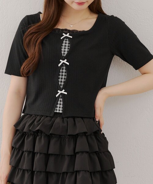 APPORTE PAR LES MARCHES(アポルテパーレマルシェ)の「【MARCHES】テレコT&キャミセット(Tシャツ/カットソー・レディース・オフホワイト/レッド/ブラック・FREE)」の12枚目の写真