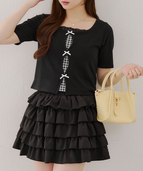 APPORTE PAR LES MARCHES(アポルテパーレマルシェ)の「【MARCHES】テレコT&キャミセット(Tシャツ/カットソー・レディース・オフホワイト/レッド/ブラック・FREE)」の13枚目の写真