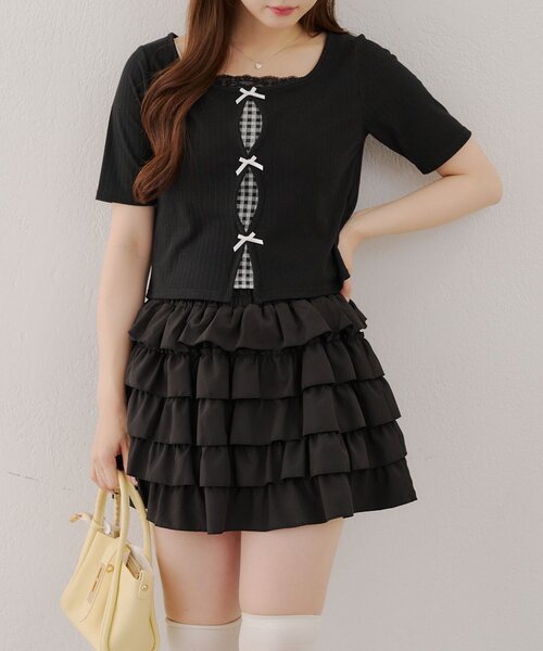 APPORTE PAR LES MARCHES(アポルテパーレマルシェ)の「【MARCHES】テレコT&キャミセット(Tシャツ/カットソー・レディース・オフホワイト/レッド/ブラック・FREE)」の14枚目の写真