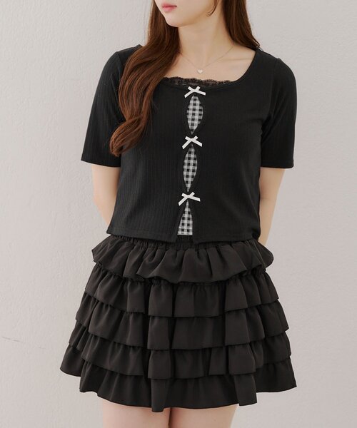 APPORTE PAR LES MARCHES(アポルテパーレマルシェ)の「【MARCHES】テレコT&キャミセット(Tシャツ/カットソー・レディース・オフホワイト/レッド/ブラック・FREE)」の15枚目の写真