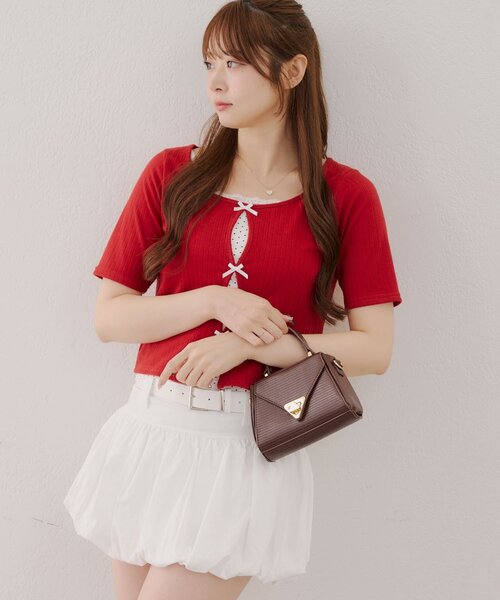 APPORTE PAR LES MARCHES(アポルテパーレマルシェ)の「【MARCHES】テレコT&キャミセット(Tシャツ/カットソー・レディース・オフホワイト/レッド/ブラック・FREE)」の20枚目の写真
