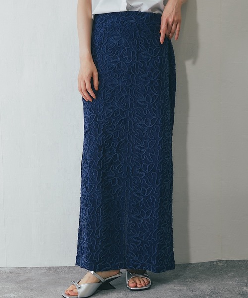 ANOTHER S（アナザーエス）の「コード刺繍ストレートスカート（スカート・レディース・ブラック/ホワイト/ネイビー/ベージュ・FREE）」の4枚目の写真