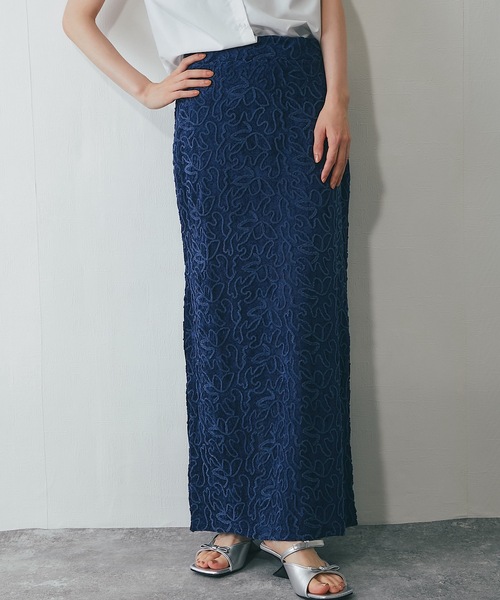 ANOTHER S（アナザーエス）の「コード刺繍ストレートスカート（スカート・レディース・ブラック/ホワイト/ネイビー/ベージュ・FREE）」の8枚目の写真