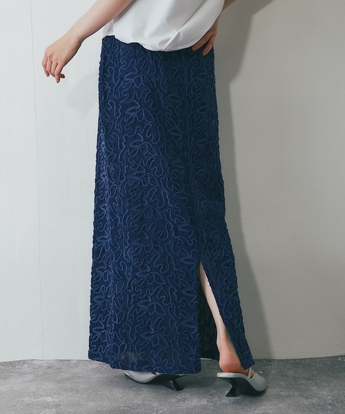 ANOTHER S（アナザーエス）の「コード刺繍ストレートスカート（スカート・レディース・ブラック/ホワイト/ネイビー/ベージュ・FREE）」の5枚目の写真