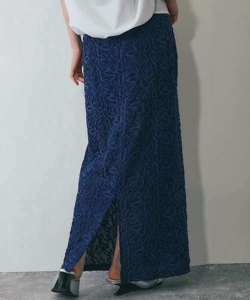 ANOTHER S（アナザーエス）の「コード刺繍ストレートスカート（スカート・レディース・ブラック/ホワイト/ネイビー/ベージュ・FREE）」の10枚目の写真