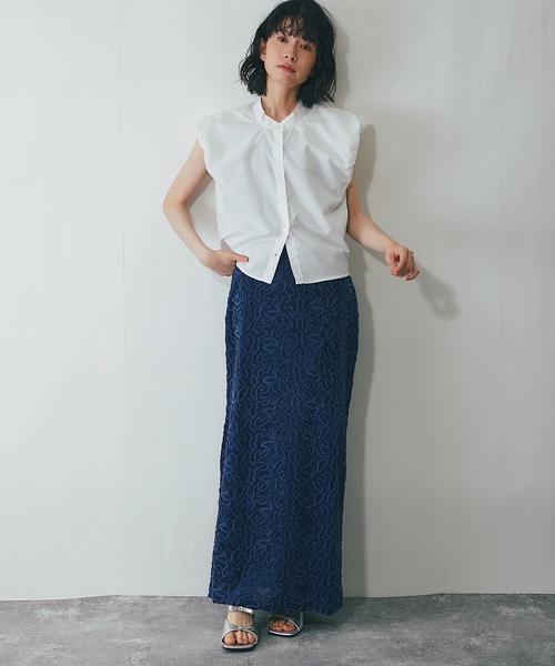 ANOTHER S（アナザーエス）の「コード刺繍ストレートスカート（スカート・レディース・ブラック/ホワイト/ネイビー/ベージュ・FREE）」の6枚目の写真