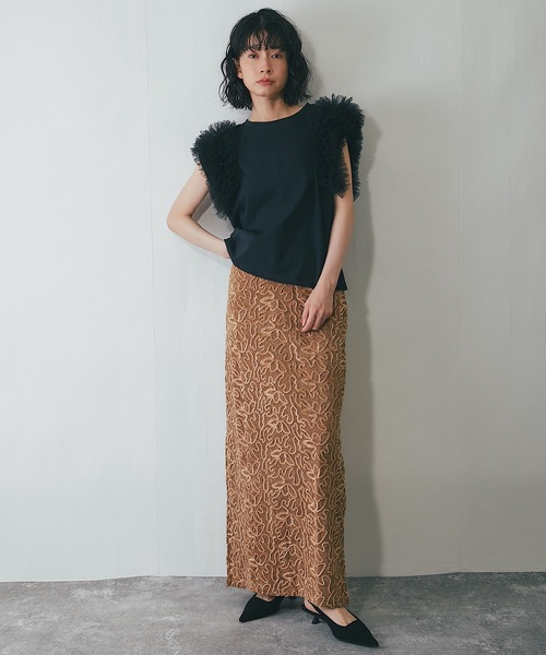 ANOTHER S（アナザーエス）の「コード刺繍ストレートスカート（スカート・レディース・ブラック/ホワイト/ネイビー/ベージュ・FREE）」の13枚目の写真