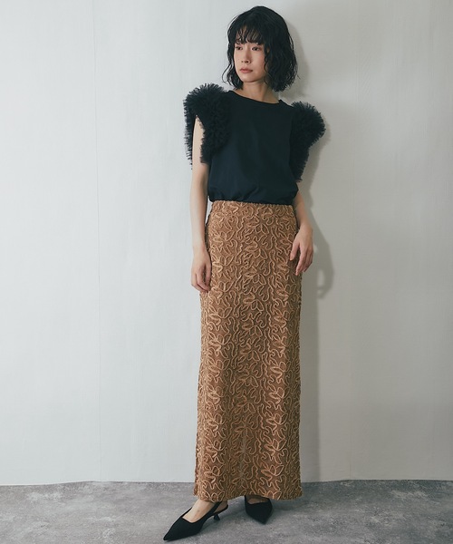 ANOTHER S（アナザーエス）の「コード刺繍ストレートスカート（スカート・レディース・ブラック/ホワイト/ネイビー/ベージュ・FREE）」の14枚目の写真