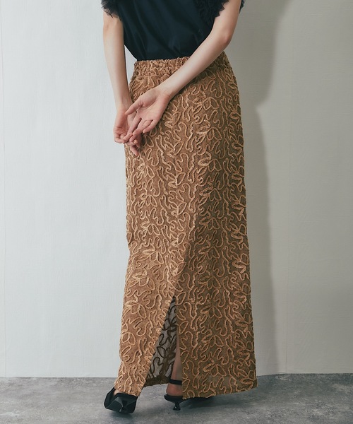 ANOTHER S（アナザーエス）の「コード刺繍ストレートスカート（スカート・レディース・ブラック/ホワイト/ネイビー/ベージュ・FREE）」の12枚目の写真