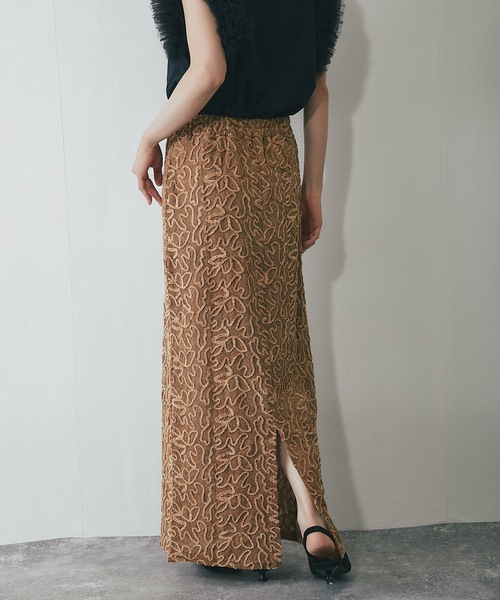 ANOTHER S（アナザーエス）の「コード刺繍ストレートスカート（スカート・レディース・ブラック/ホワイト/ネイビー/ベージュ・FREE）」の15枚目の写真