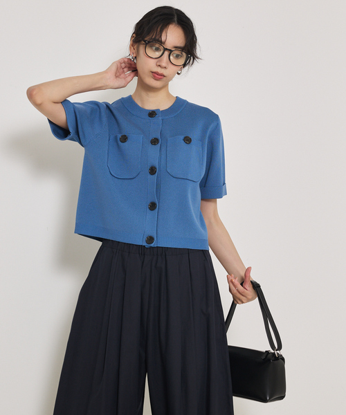 qualite（カリテ）の「ショートスリーブカーデ/夏服/秋服/オフィスカジュアル（Tシャツ/カットソー・レディース・ブラウン/ブラック・フリー）」の8枚目の写真