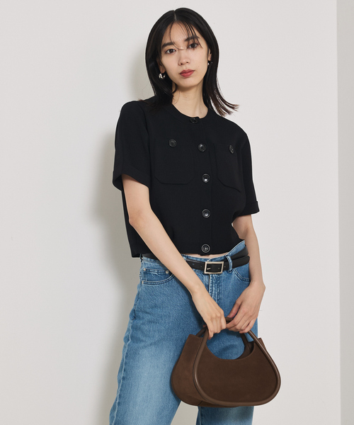 qualite（カリテ）の「ショートスリーブカーデ/夏服/秋服/オフィスカジュアル（Tシャツ/カットソー・レディース・ブラウン/ブラック・フリー）」の18枚目の写真