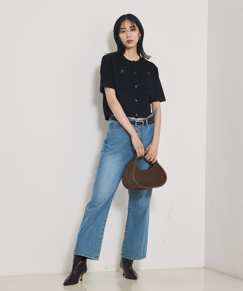 qualite（カリテ）の「ショートスリーブカーデ/夏服/秋服/オフィスカジュアル（Tシャツ/カットソー・レディース・ブラウン/ブラック・フリー）」の19枚目の写真