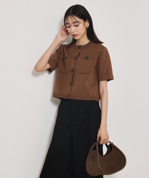 qualite（カリテ）の「ショートスリーブカーデ/夏服/秋服/オフィスカジュアル（Tシャツ/カットソー・レディース・ブラウン/ブラック・フリー）」の21枚目の写真