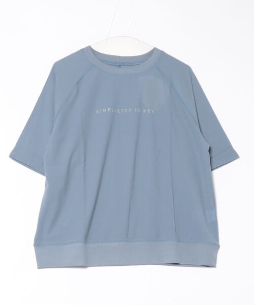BELLUNA PLUS(ベルーナ)の「シャリニット素材ロゴプルオーバー(Tシャツ/カットソー・レディース・ブルーグレー/ブルー/チャコール・MEDIUM/LARGE/X-LARGE)」の3枚目の写真
