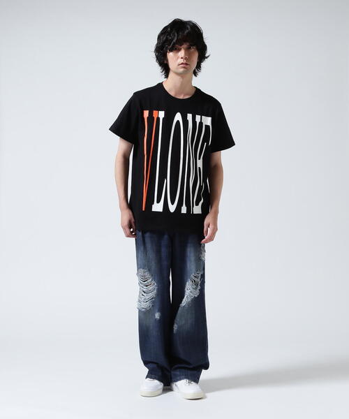 VLONE/ヴィーロン/CLASSIC LOGO-VLONE TEE_BLACK/ORANGE（Tシャツ