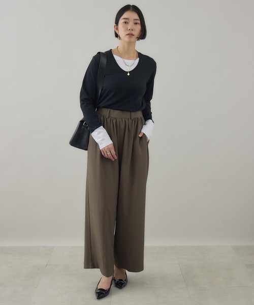Paradise Picnic(パラダイスピクニック)の「SUGARROSE レイヤードデザイントップス(Tシャツ/カットソー・レディース・ブラック/ホワイト/オレンジ・FREE)」の5枚目の写真