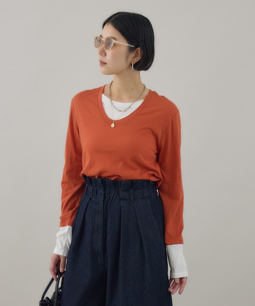 Paradise Picnic(パラダイスピクニック)の「SUGARROSE レイヤードデザイントップス(Tシャツ/カットソー・レディース・ブラック/ホワイト/オレンジ・FREE)」の14枚目の写真